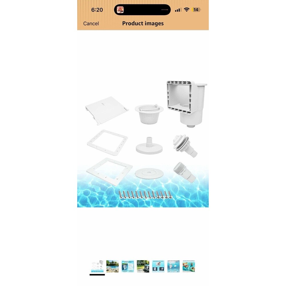 Above Ground Pool Skimmer, ABS Standard Thru-Wall Skimmer Kit 6IN -53